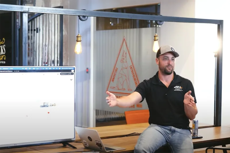 Chuck Kile demoing Adapt's AI systems live in the Coeur d'Alene office